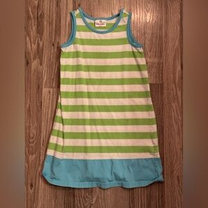Hanna Andersson Green and White Striped Dress 6/7